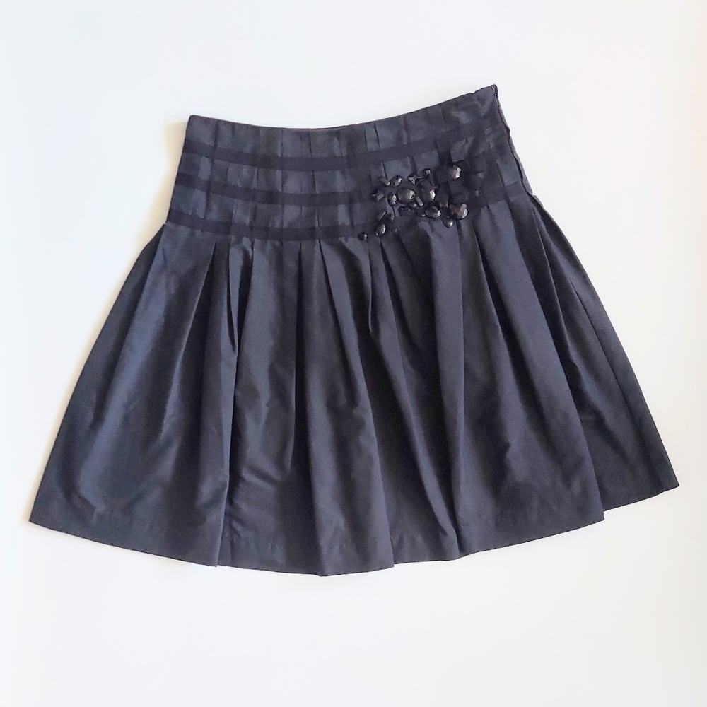 Robert Rodriguez Embellished Black Pleated Skirt Size 8
